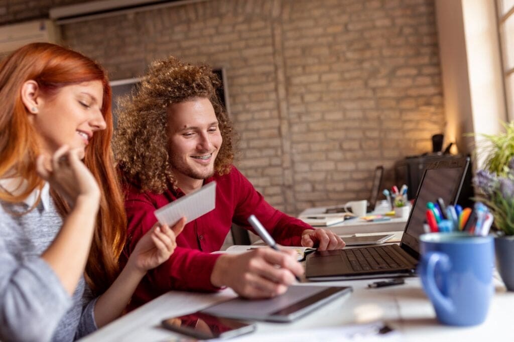 Web designers working on new project