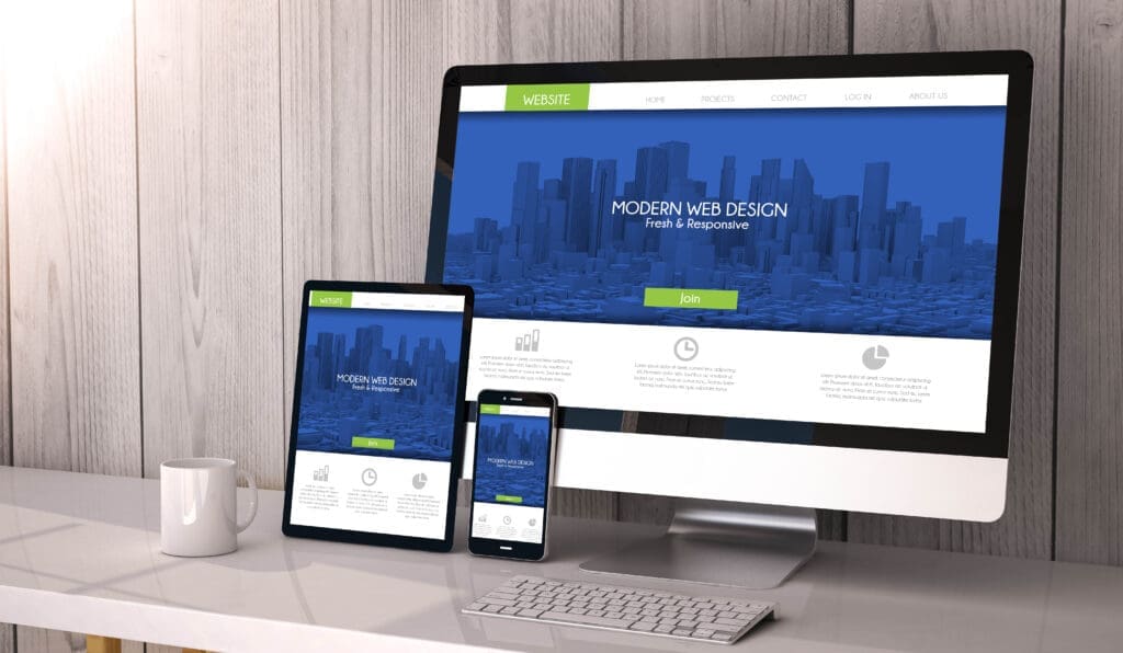 devices responsive on workspace showing fresh and modern respons